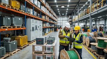 Técnicos revisando equipos en un centro de distribución local